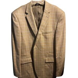 Franco Ricci Mens 50R Super 140’s Wool Plaid Suit Jacket Blazer Coat 2 Button LS